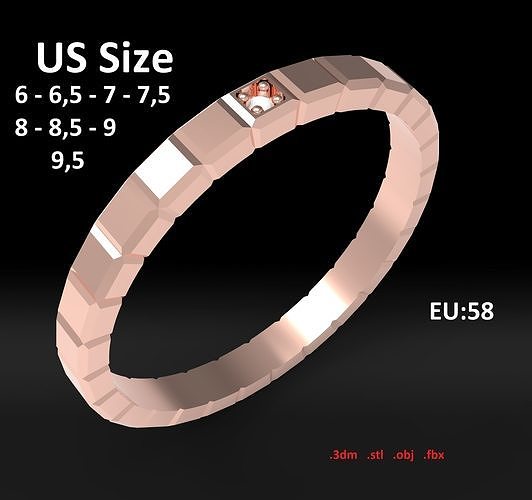 Model 106 Chopard Facet Diamond Ring Ice Cube Pure US Size 3D print model