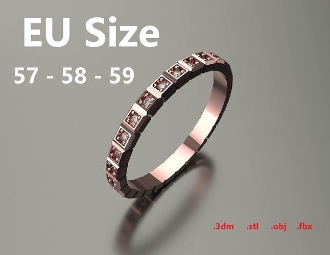 Model 107 Chopard Facet Pave Diamond Ring Ice Cube Pure EU Size 3D print model