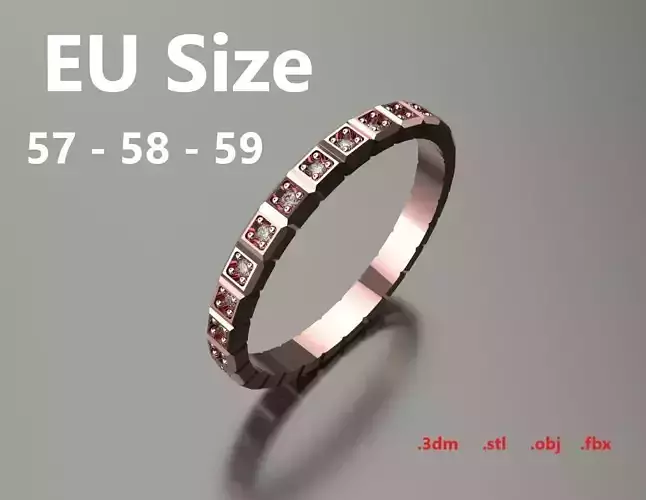 Model 107 Chopard Facet Pave Diamond Ring Ice Cube Pure EU Size