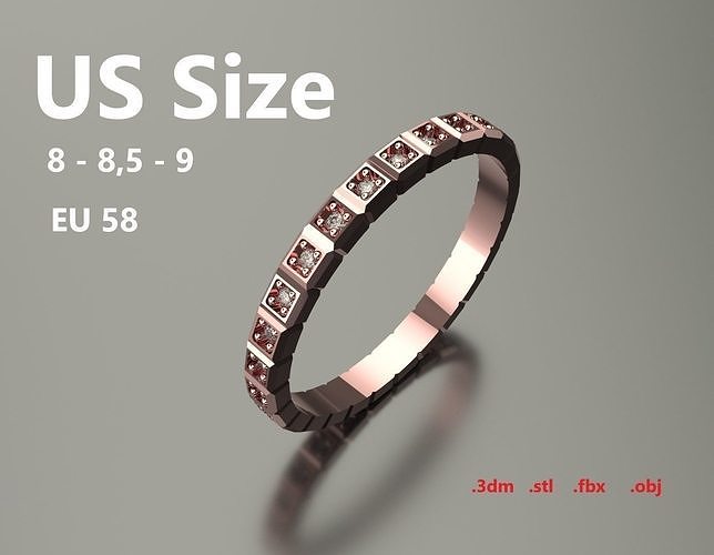 Model 108 Chopard Facet Pave Diamond Ring Ice Cube Pure US Size 3D print model