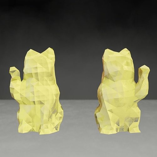 Photoscanned Maneki Neko Lucky Cats low poly 3D print model