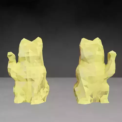 Photoscanned Maneki Neko Lucky Cats low poly