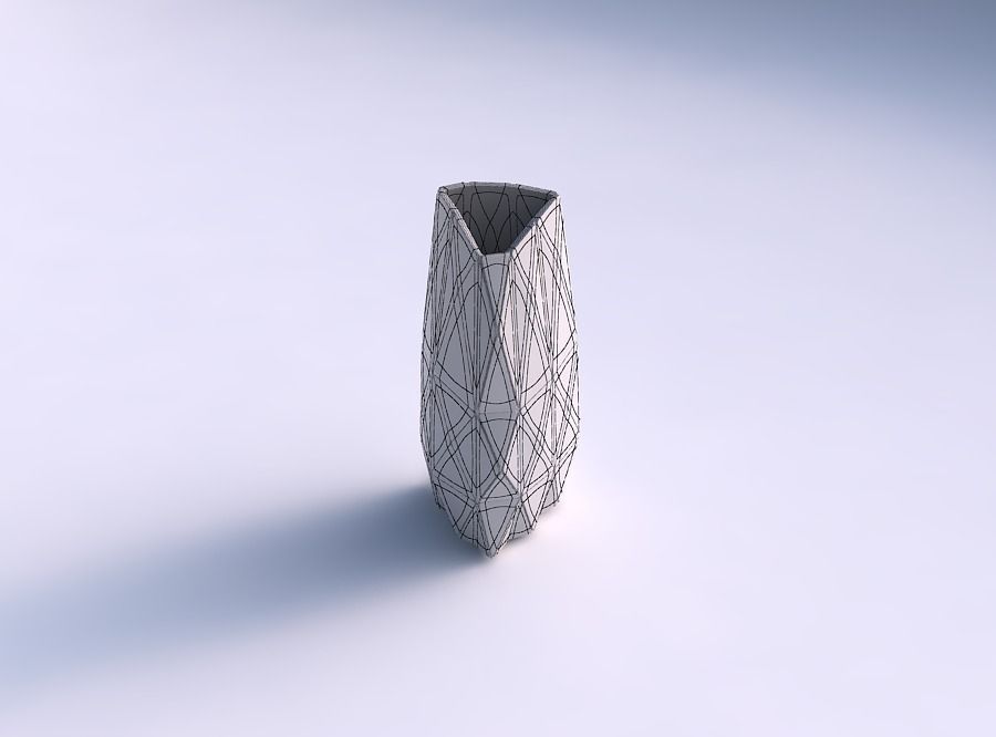 Vase curved tipping triangle with triangle plates 3D print model_5