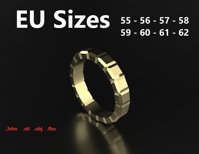 Model 109 Chopard Big Facet Ring Ice Cube Pure EU Size 3D print model