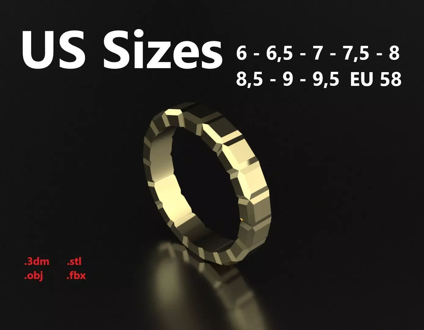 Model 110 Chopard Big Facet Ring Ice Cube Pure US Size 3D print model_0