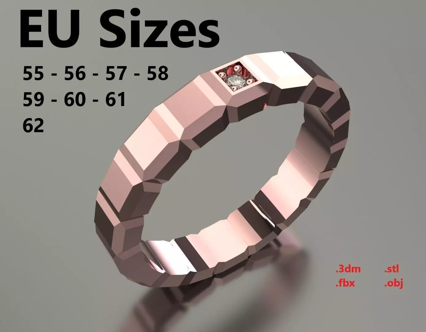 Model 111 Chopard Big Facet Diamond Ring Ice Cube Pure EU Size 3D print model_0