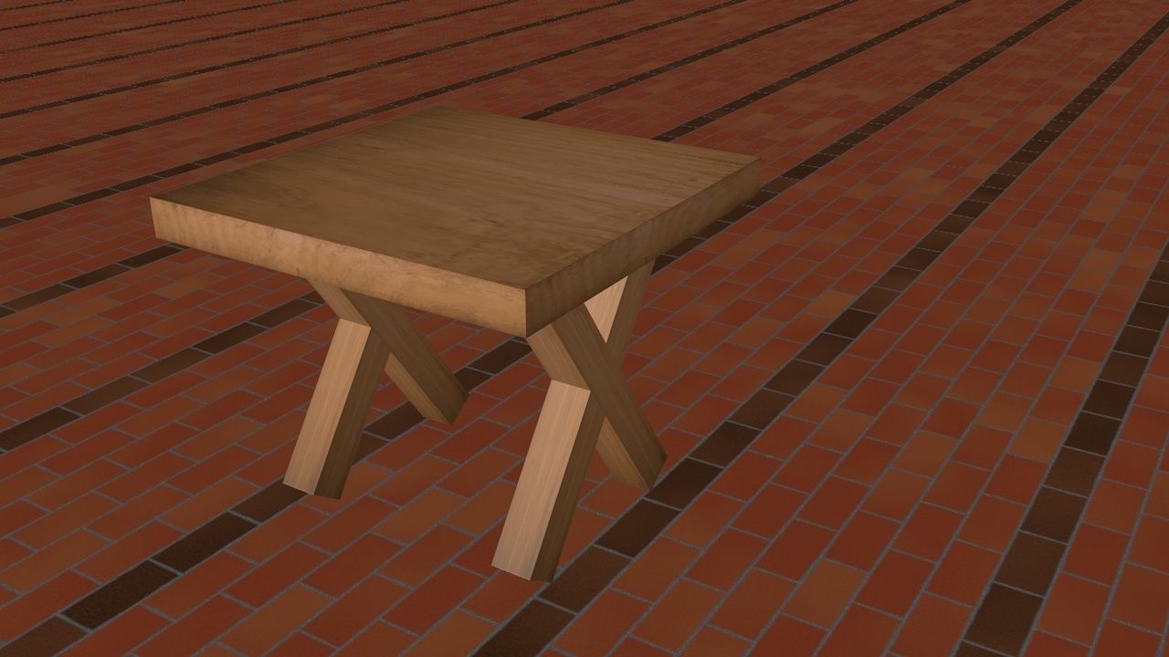 Table Low Poly 3D wooden Free low-poly 3D model_2