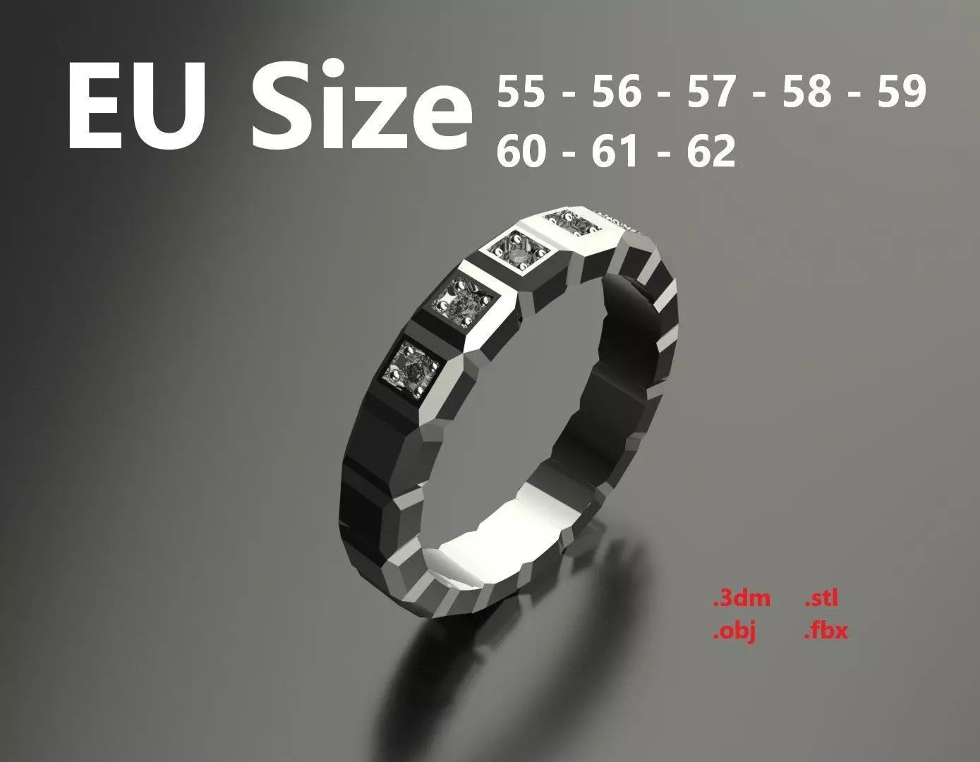 Model 113 Chopard Big Facet 5 Diamond Ring Ice Cube Pure EU Size 3D print model_0