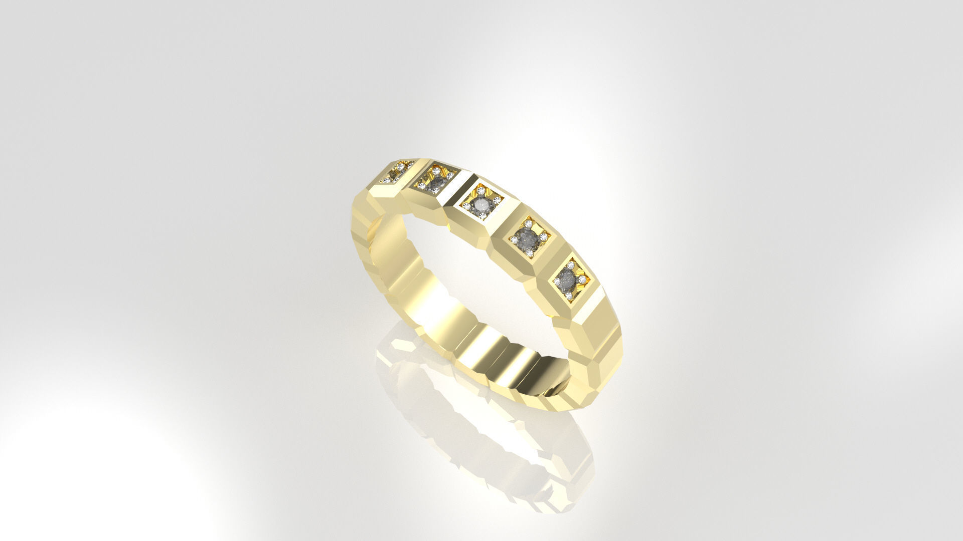 Model 113 Chopard Big Facet 5 Diamond Ring Ice Cube Pure EU Size 3D print model_1