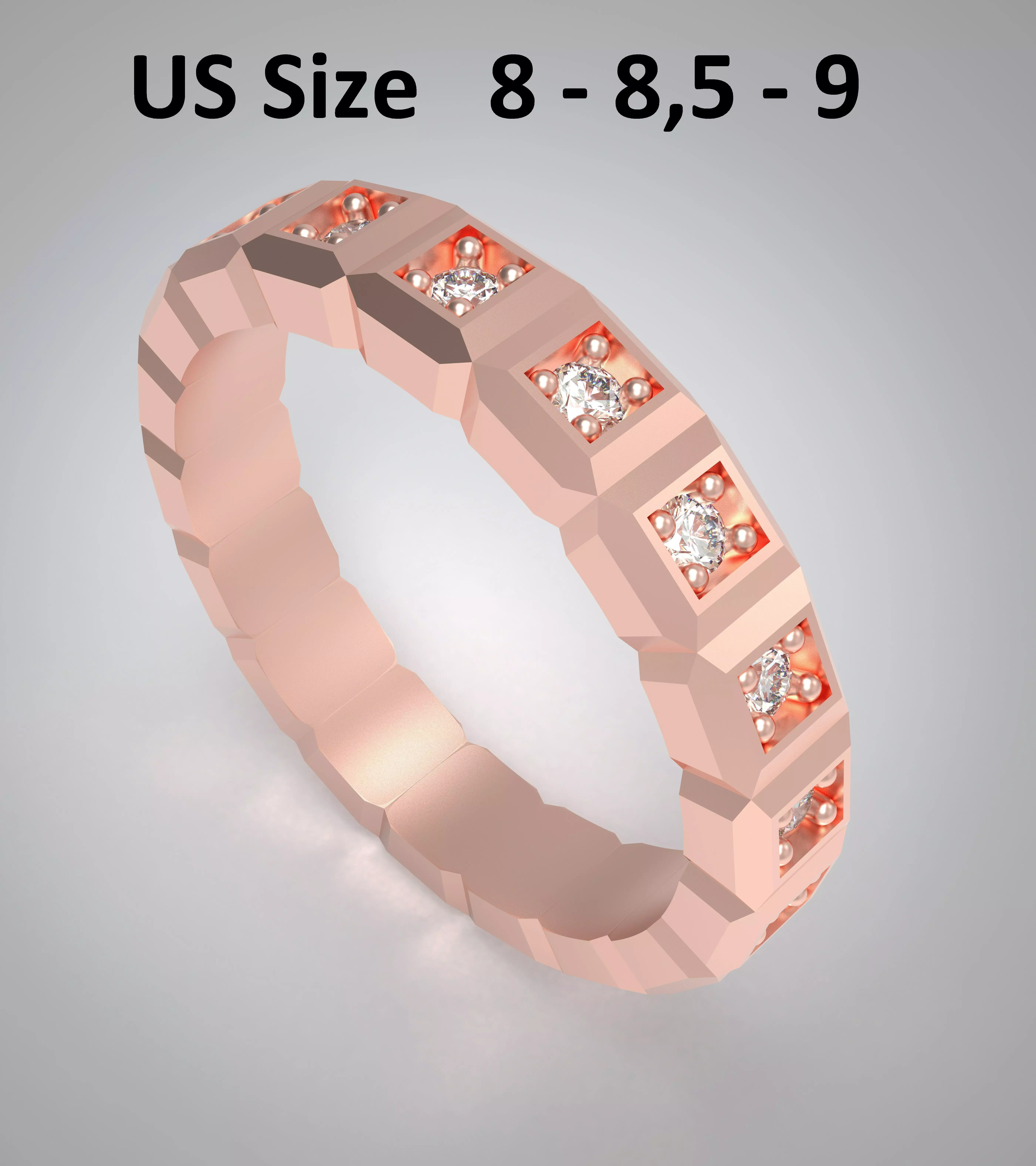 Model 116 Chopard Big Facet Pave Diamond Ring Ice Cube Pure US 3D print model_0