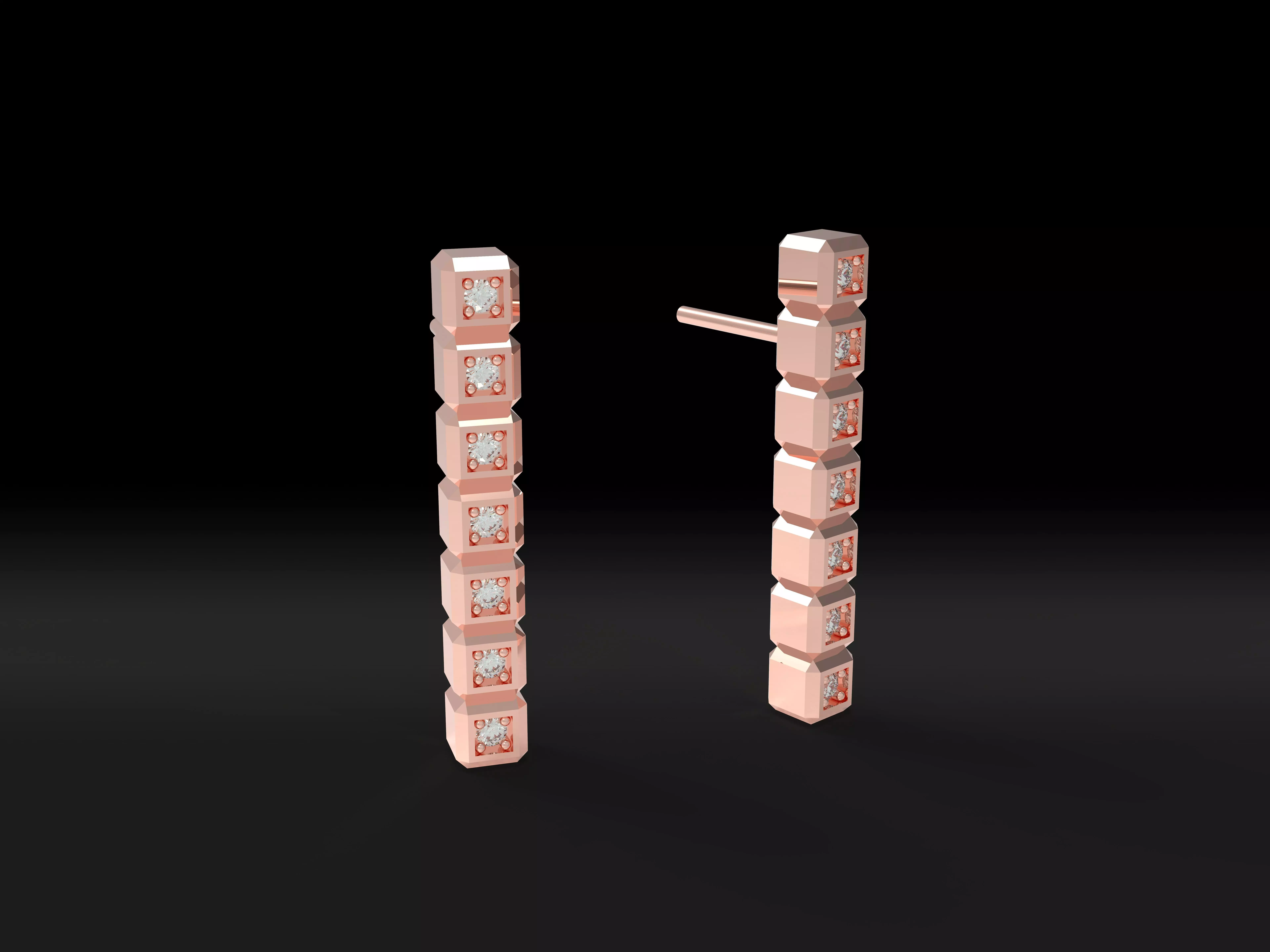 Model 118 Chopard Facet Pave Diamond Earring New Ice Cube Pure 3D print model_0