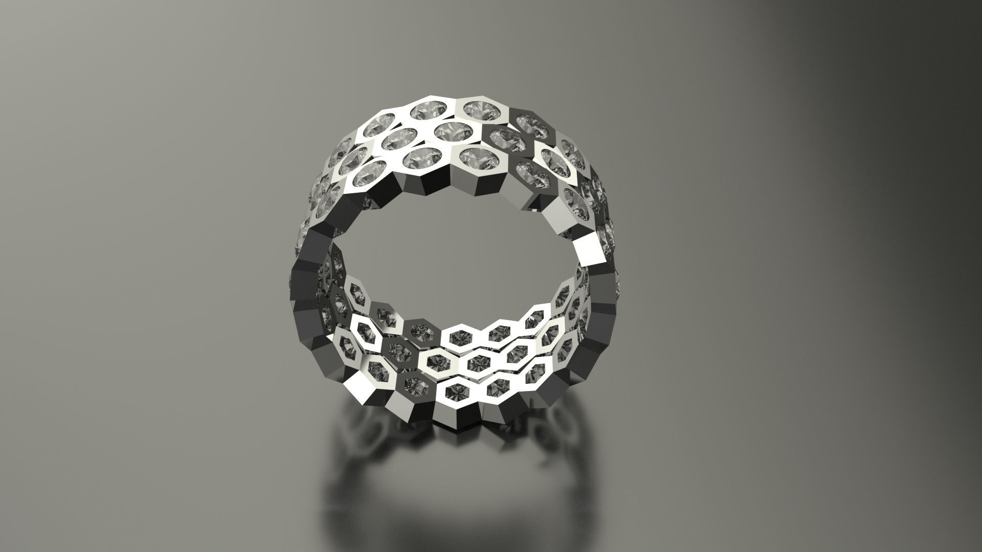 Model 120 Honeycomb Pave Diamond Ring EU Size 3D print model_2