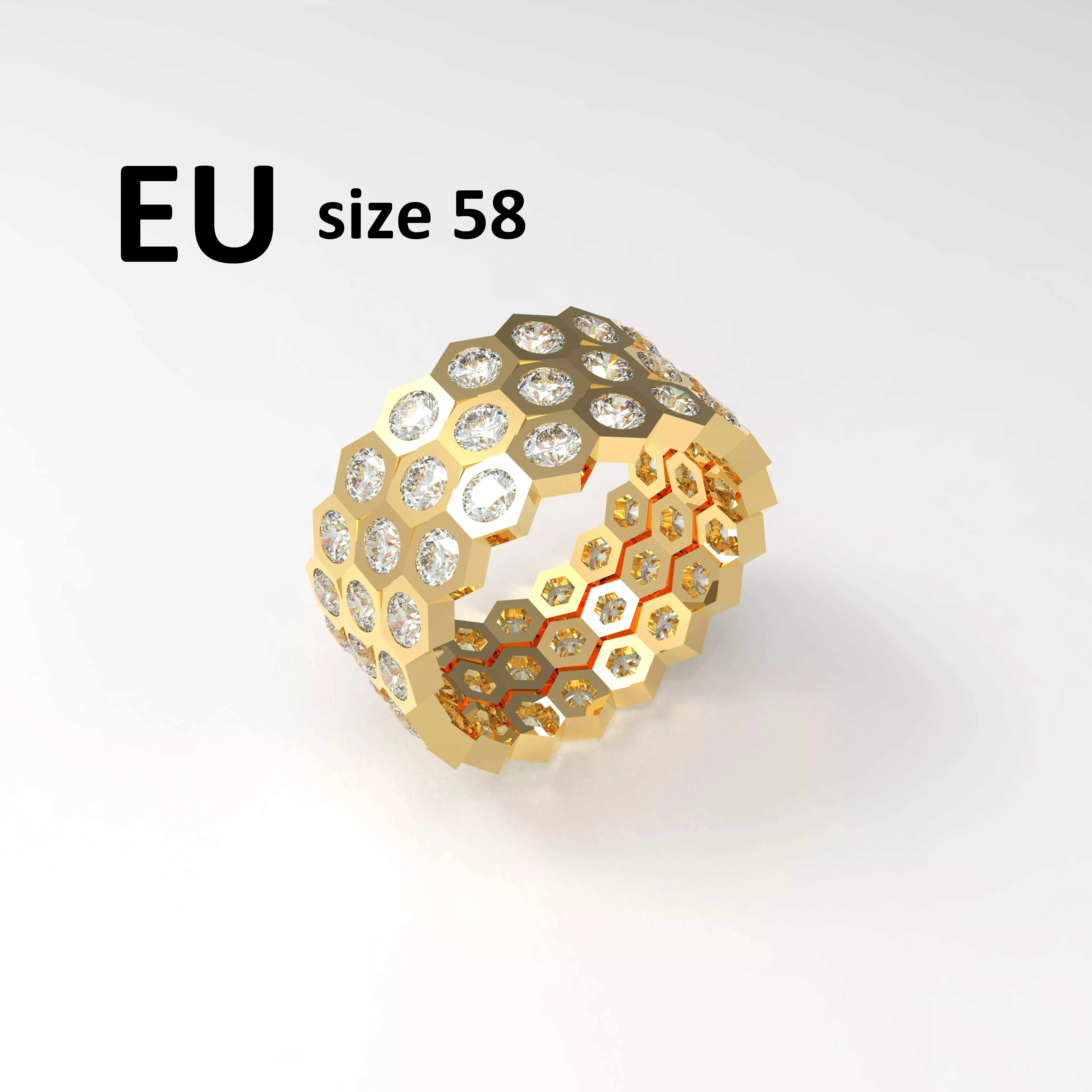 Model 120 Honeycomb Pave Diamond Ring EU Size 3D print model_0