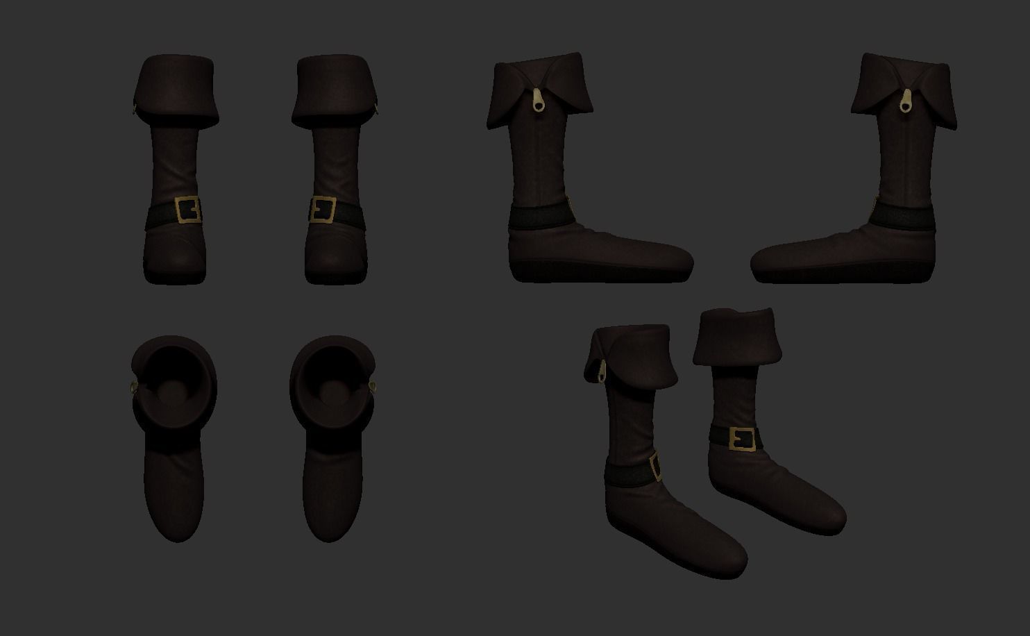 Long Boots - Pirate - Witch or Cowboy Low-poly 3D model_6