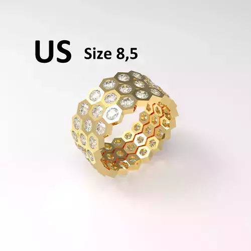 Model 121 Honeycomb Pave Diamond Ring US Size