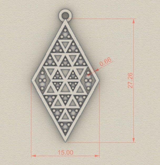Model 123 Enamel Triangle Necklace With Diamonds 3D print model_3