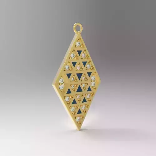 Model 123 Enamel Triangle Necklace With Diamonds