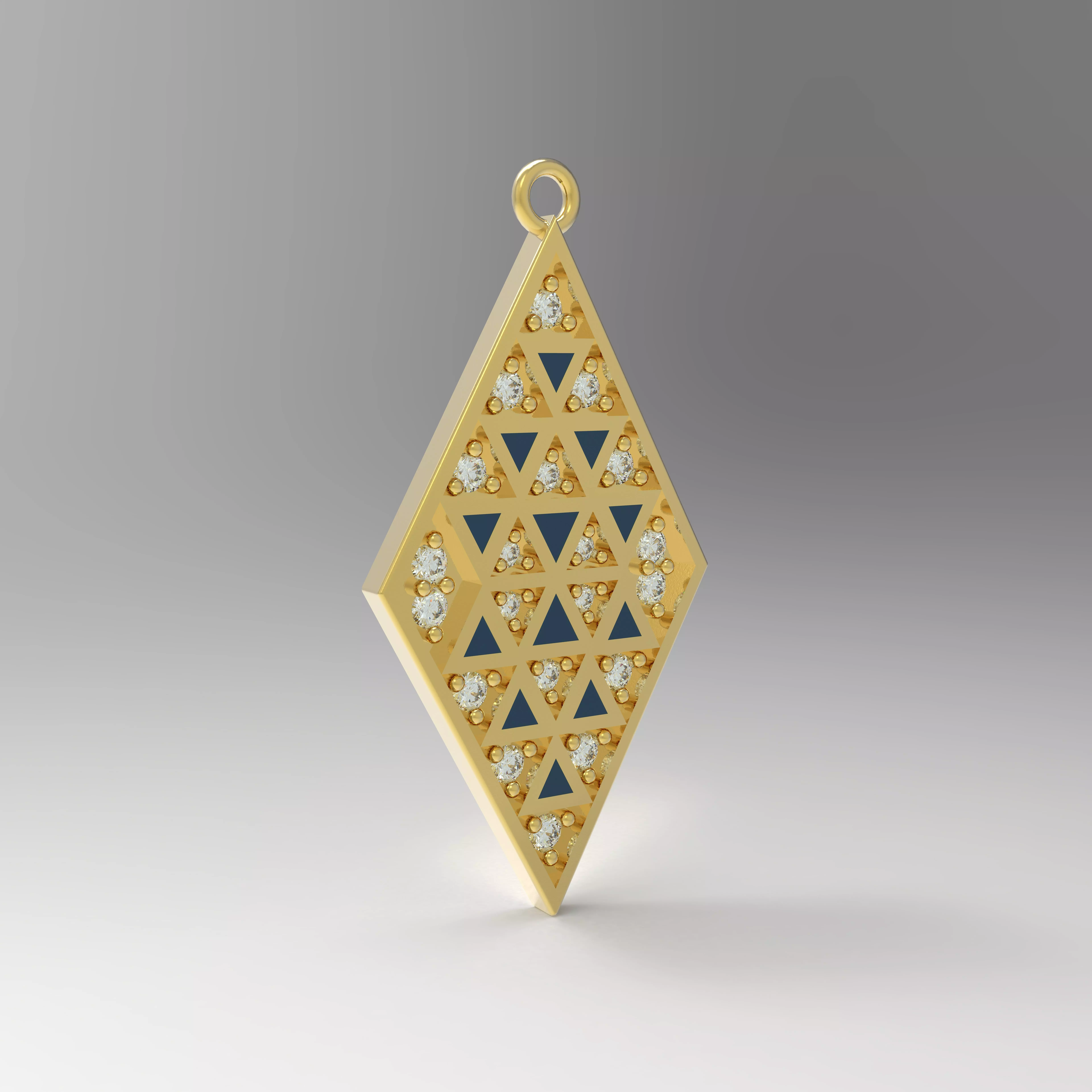 Model 123 Enamel Triangle Necklace With Diamonds 3D print model_0