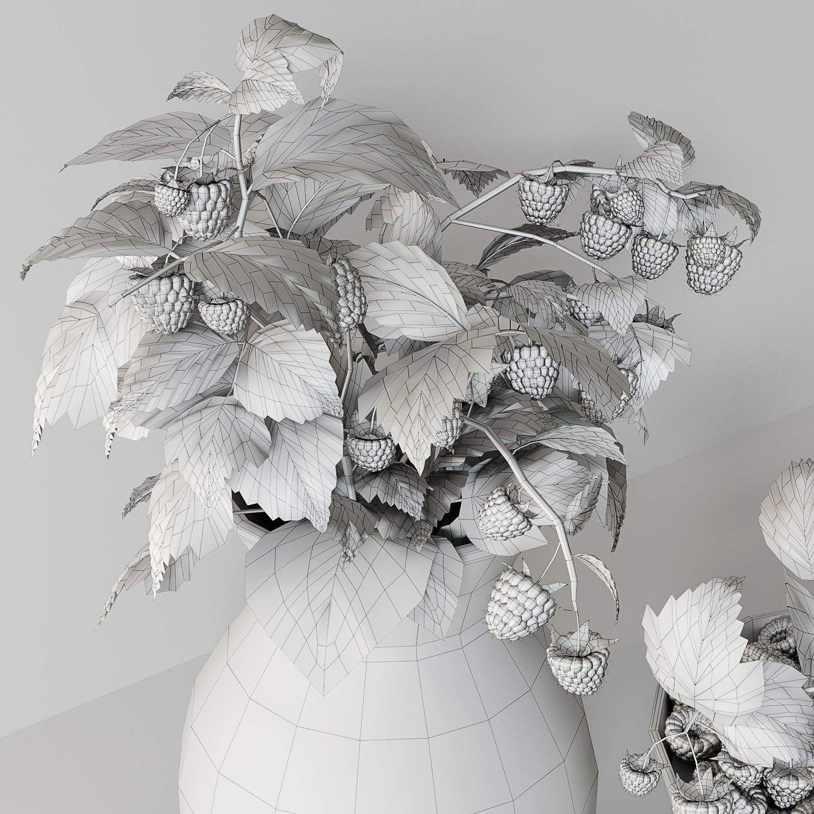 Raspberries bouquet 3D model_5
