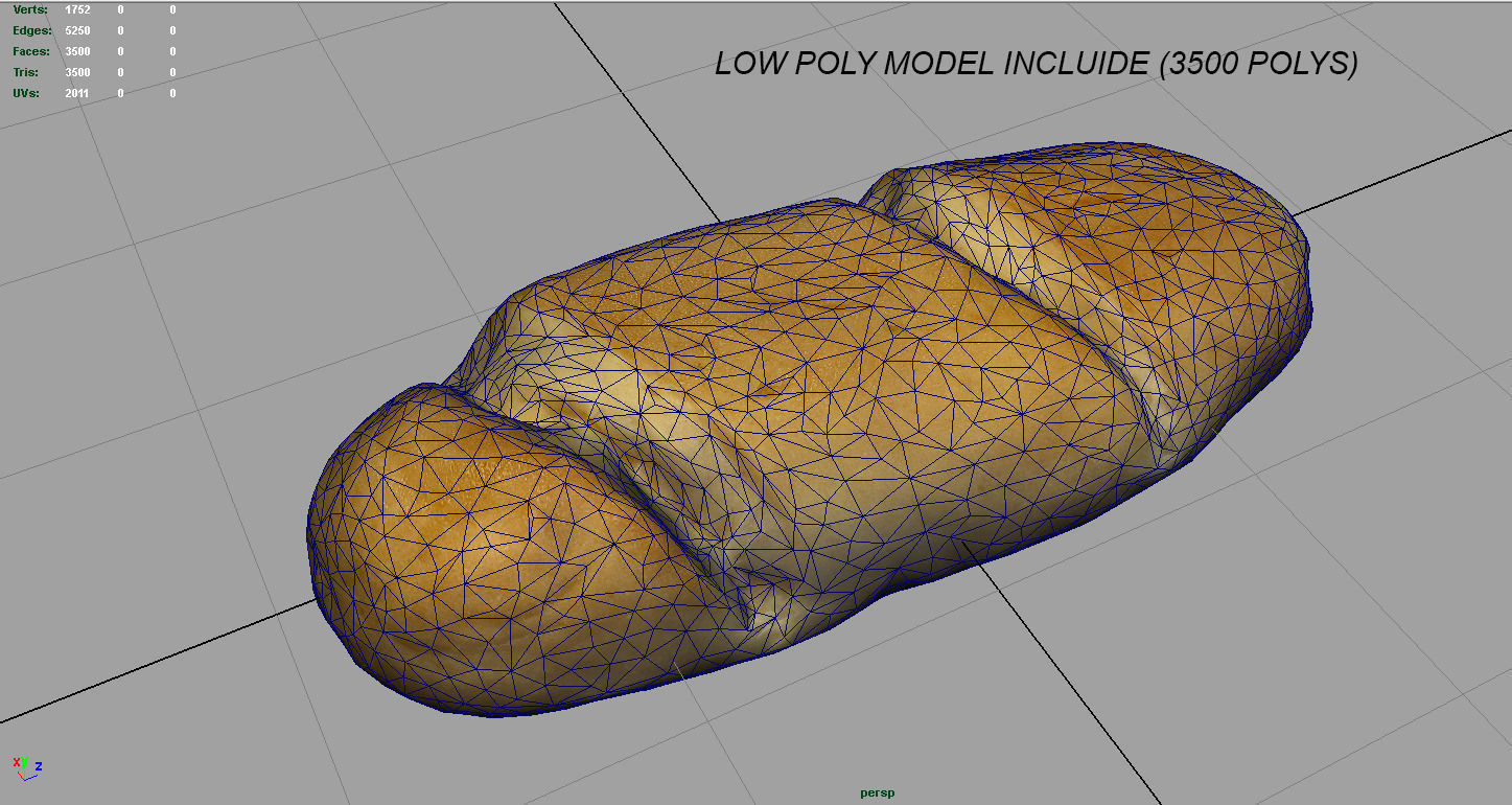 Milk Bread Low-poly 3D model_10