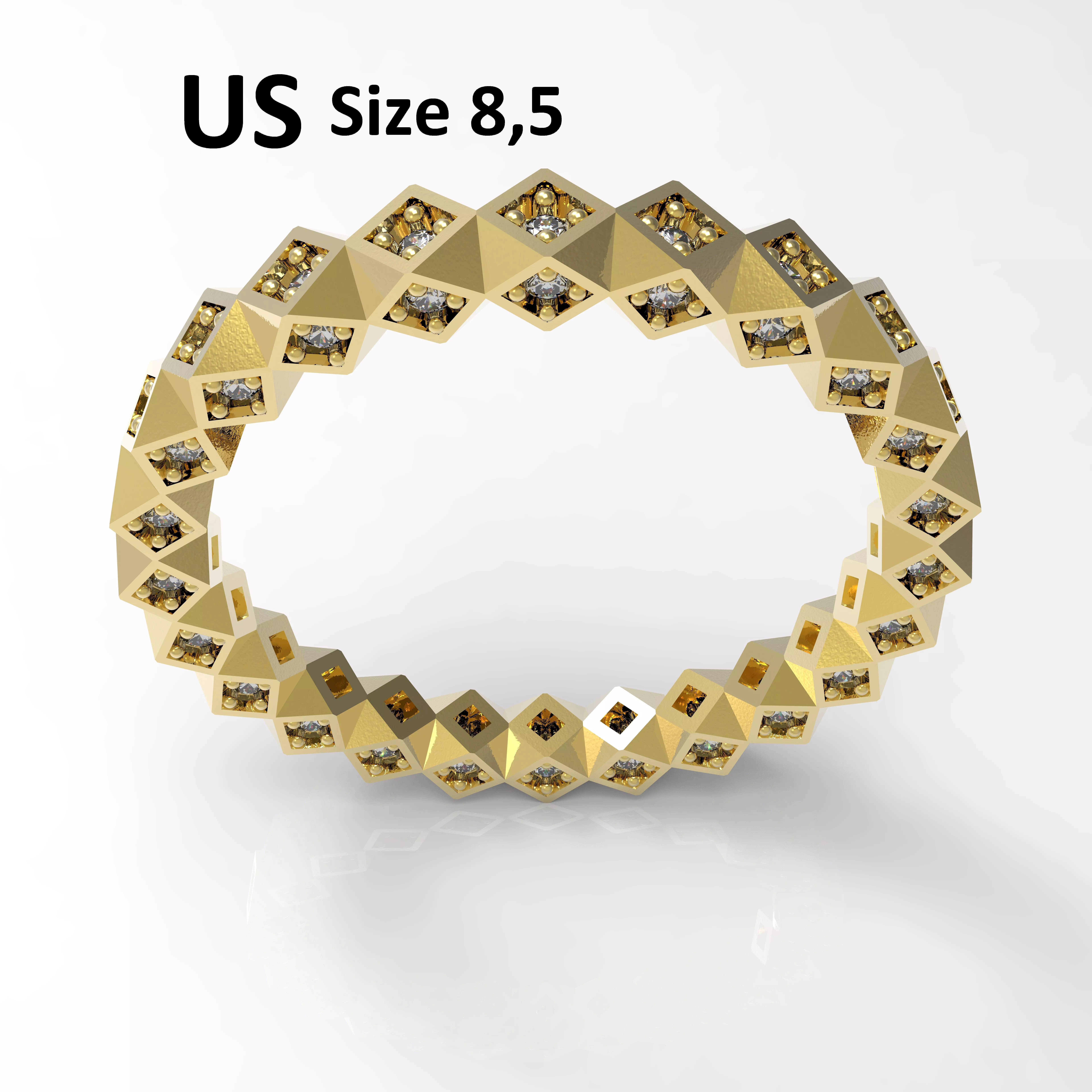 Model 140 Side Pave Diamond Ring US Size 3D print model_0