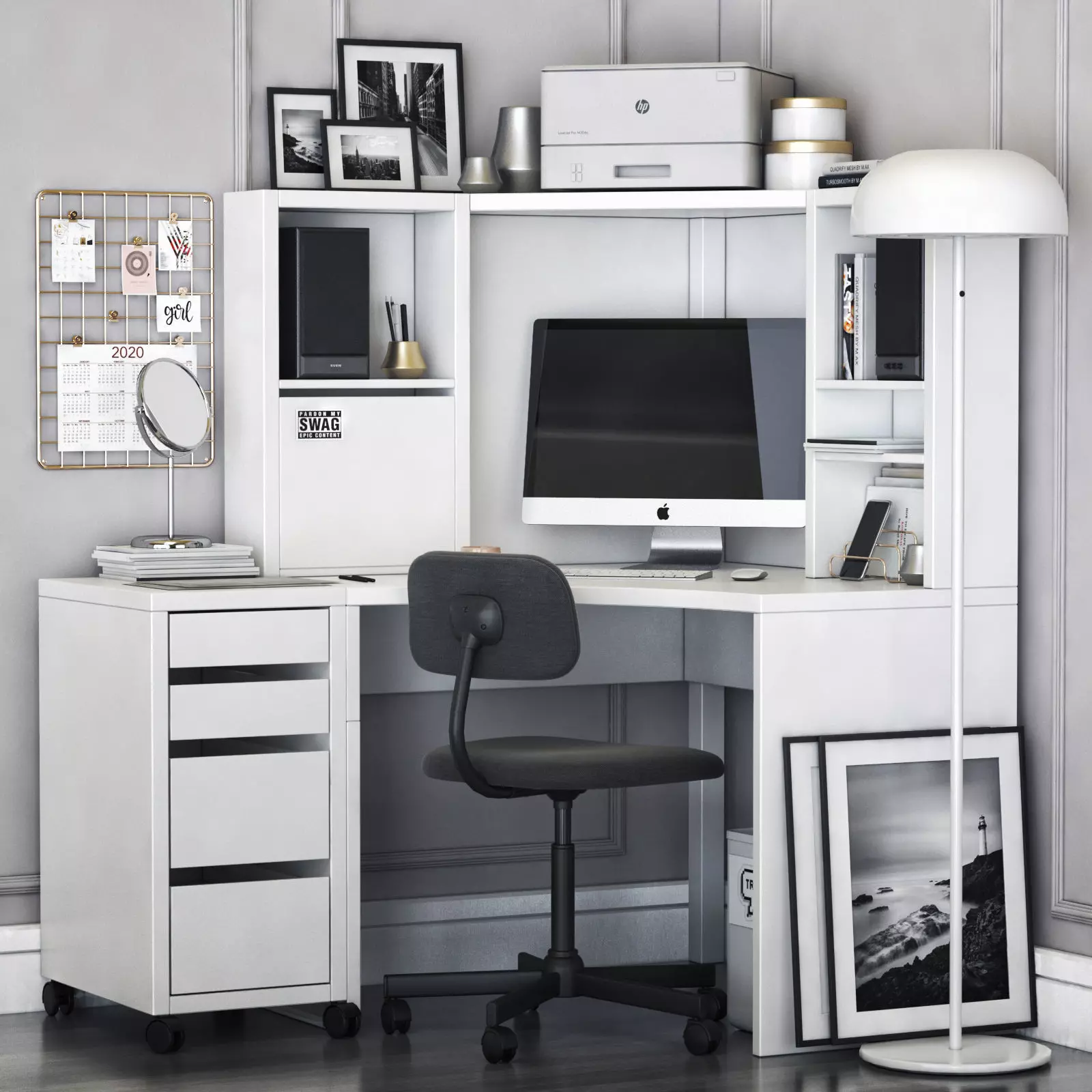 thumbnail image 2 of 3D Printed Office Corner Desk With Drawers - 1:76 OO Scale Model Diorama Interior 2 of 4