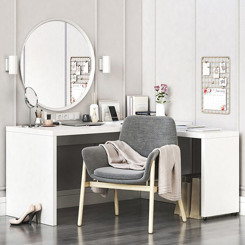 MALM corner dressing table and workplace 3D model