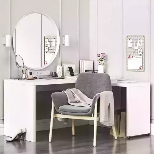 MALM corner dressing table and workplace 3D model