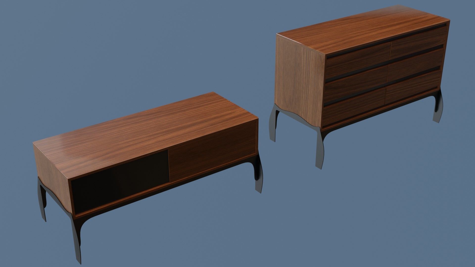 Sideboards bedside table and chest of drawers 3D model_1