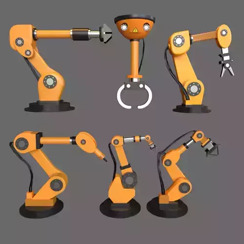 6 Stylized Rigged Robot Arms Pack Low-poly 3D model