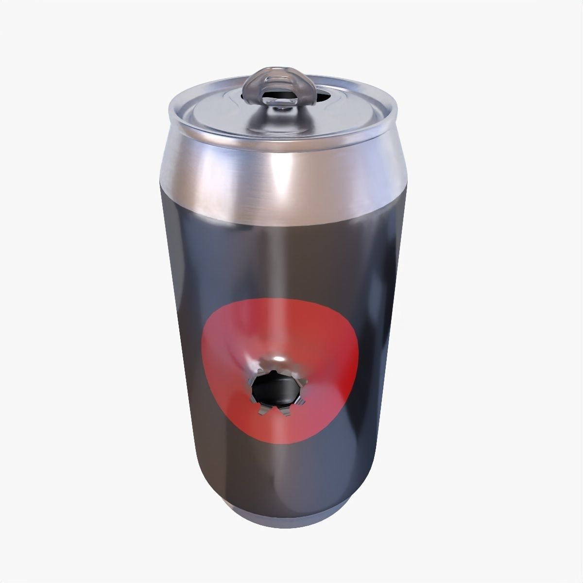 Can with bullet hole Low-poly 3D model_4