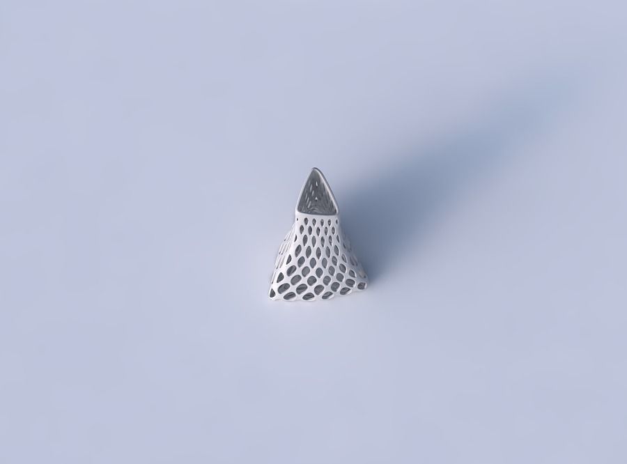 Vase grounded tilted triangle with bubble grid lattice 3D print model_2