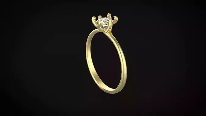 Six Prong Engagement Ring Model 3d model 