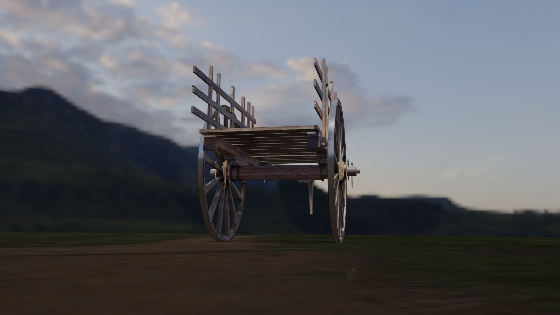 Bullock cart -ancient hand made  3D model_5
