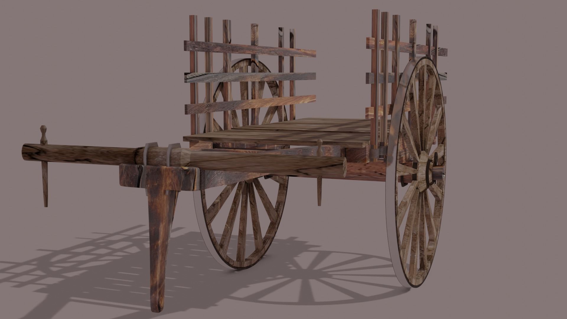 Bullock cart -ancient hand made  3D model_7