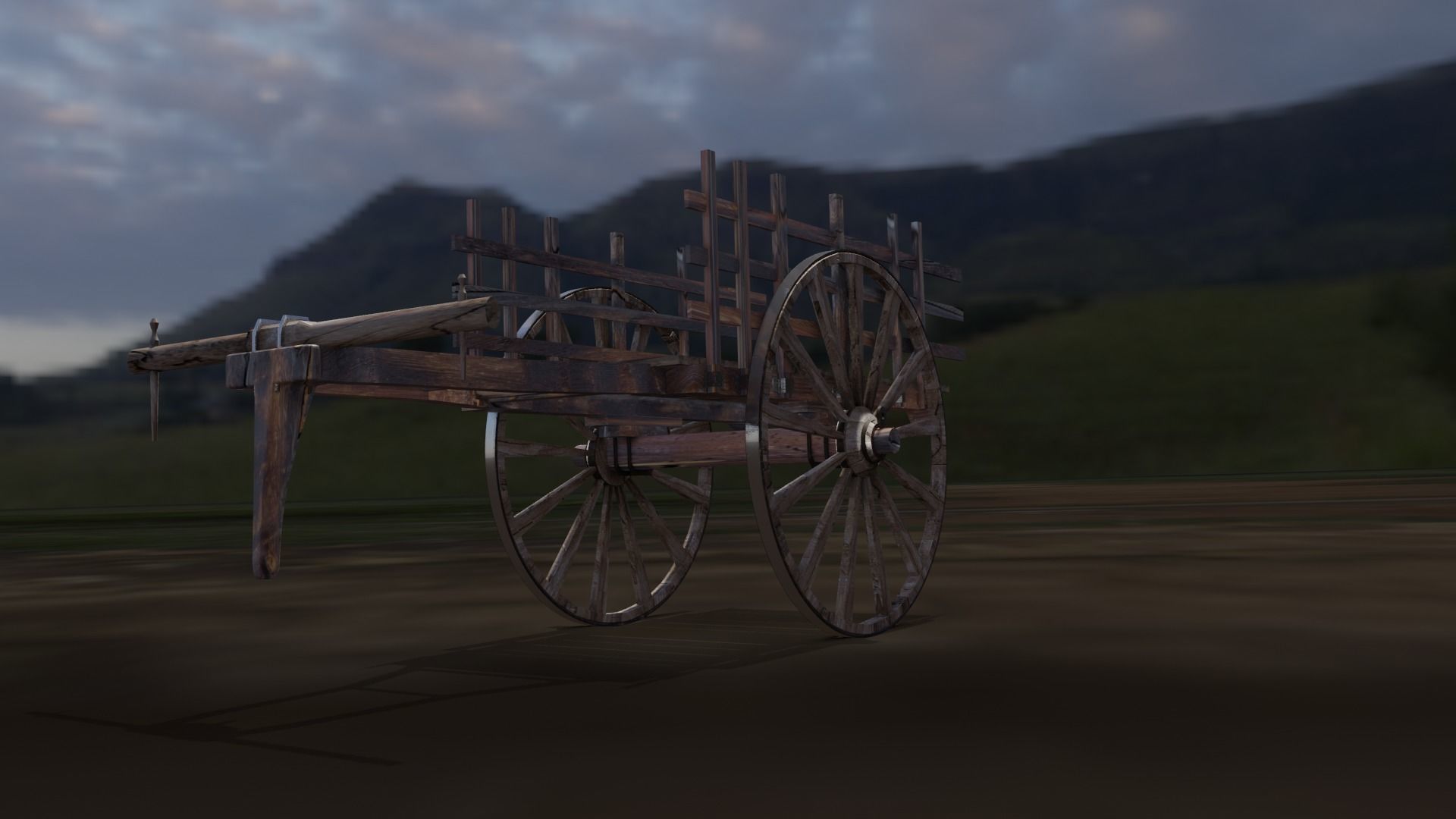 Bullock cart -ancient hand made  3D model_4