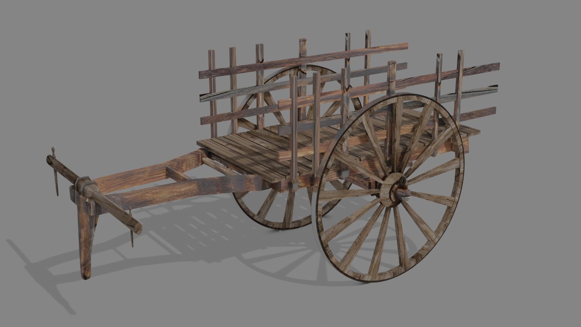 Bullock cart -ancient hand made  3D model_9