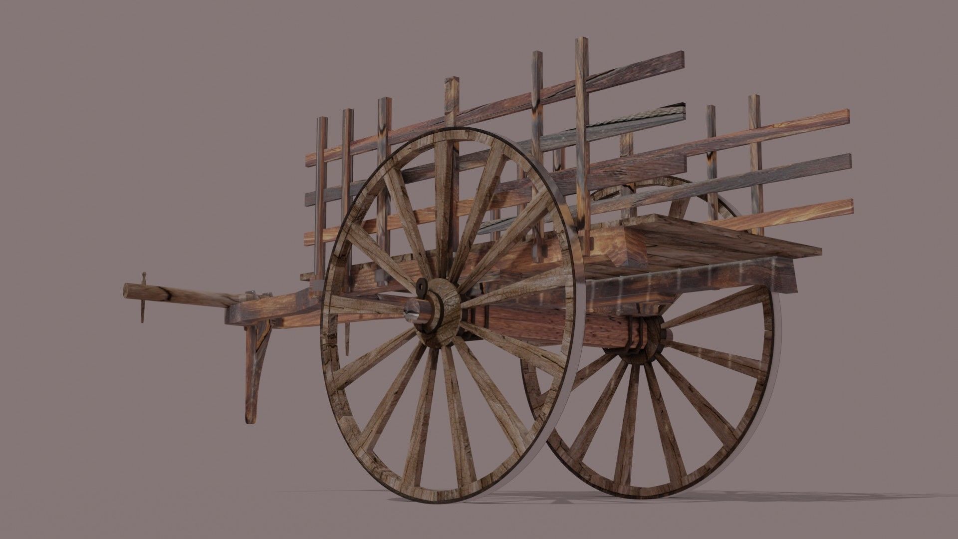 Bullock cart -ancient hand made  3D model_6