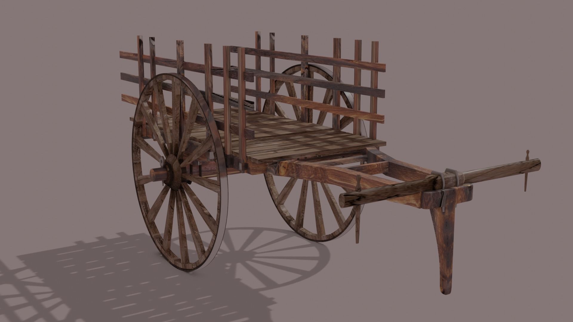 Bullock cart -ancient hand made  3D model_8