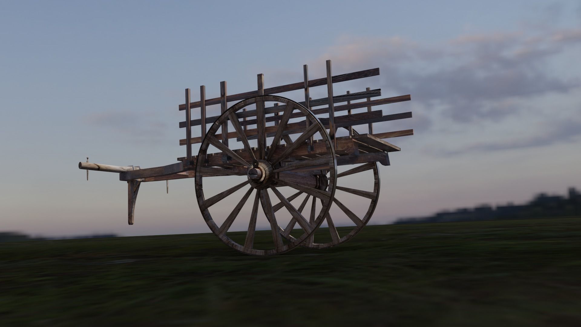 Bullock cart -ancient hand made  3D model_10