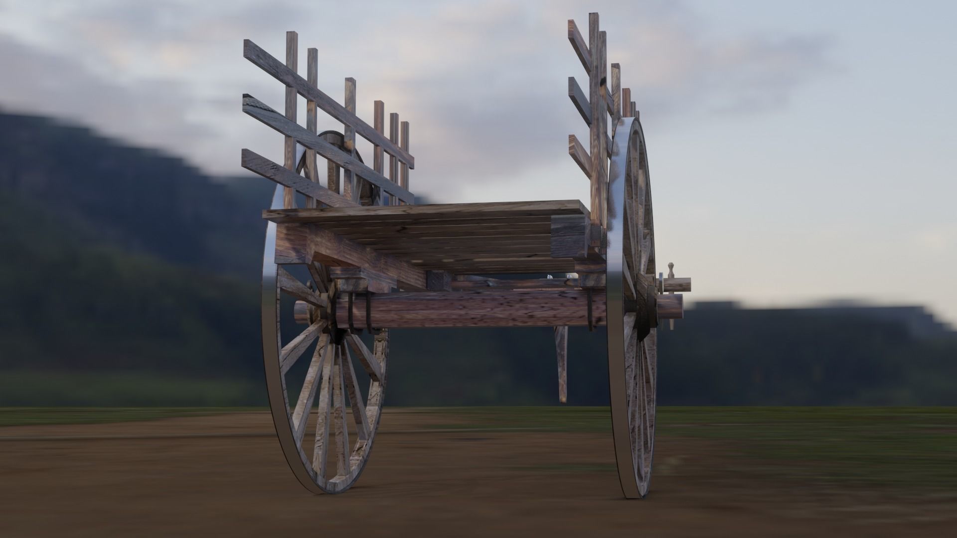 Bullock cart -ancient hand made  3D model_2