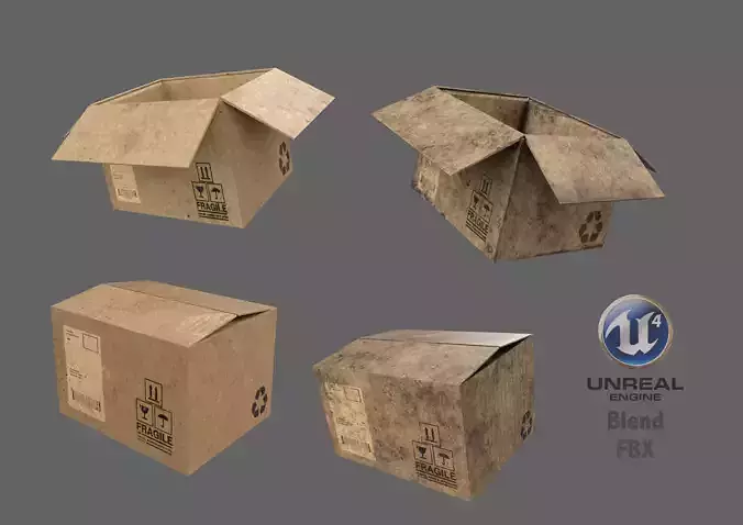 Cardboard Box Low-poly 3D model