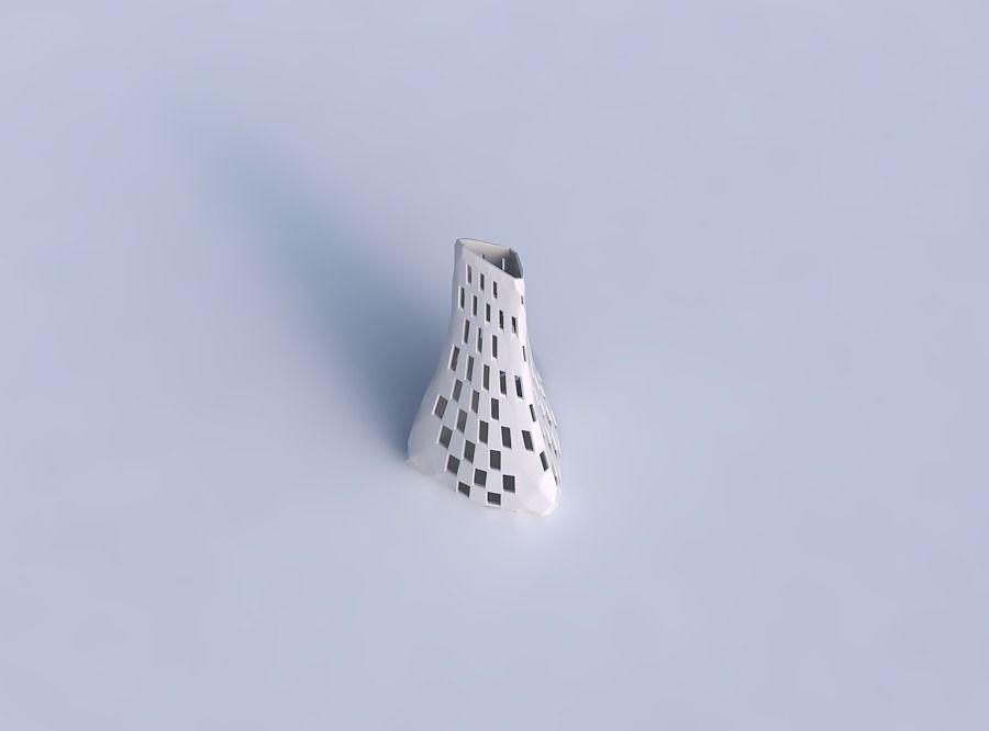 Vase grounded tilted triangle with checker grid lattice 2 3D print model_1