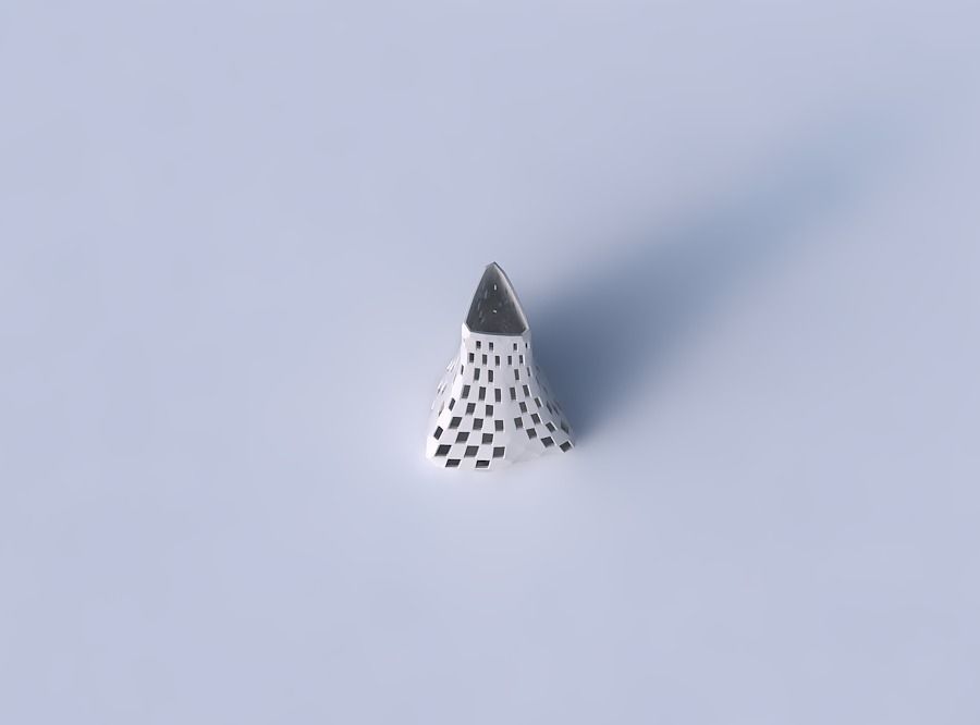 Vase grounded tilted triangle with checker grid lattice 2 3D print model_2