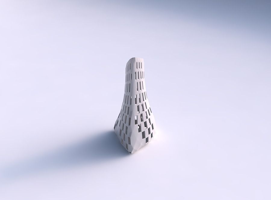 Vase grounded tilted triangle with checker grid lattice 2 3D print model_0