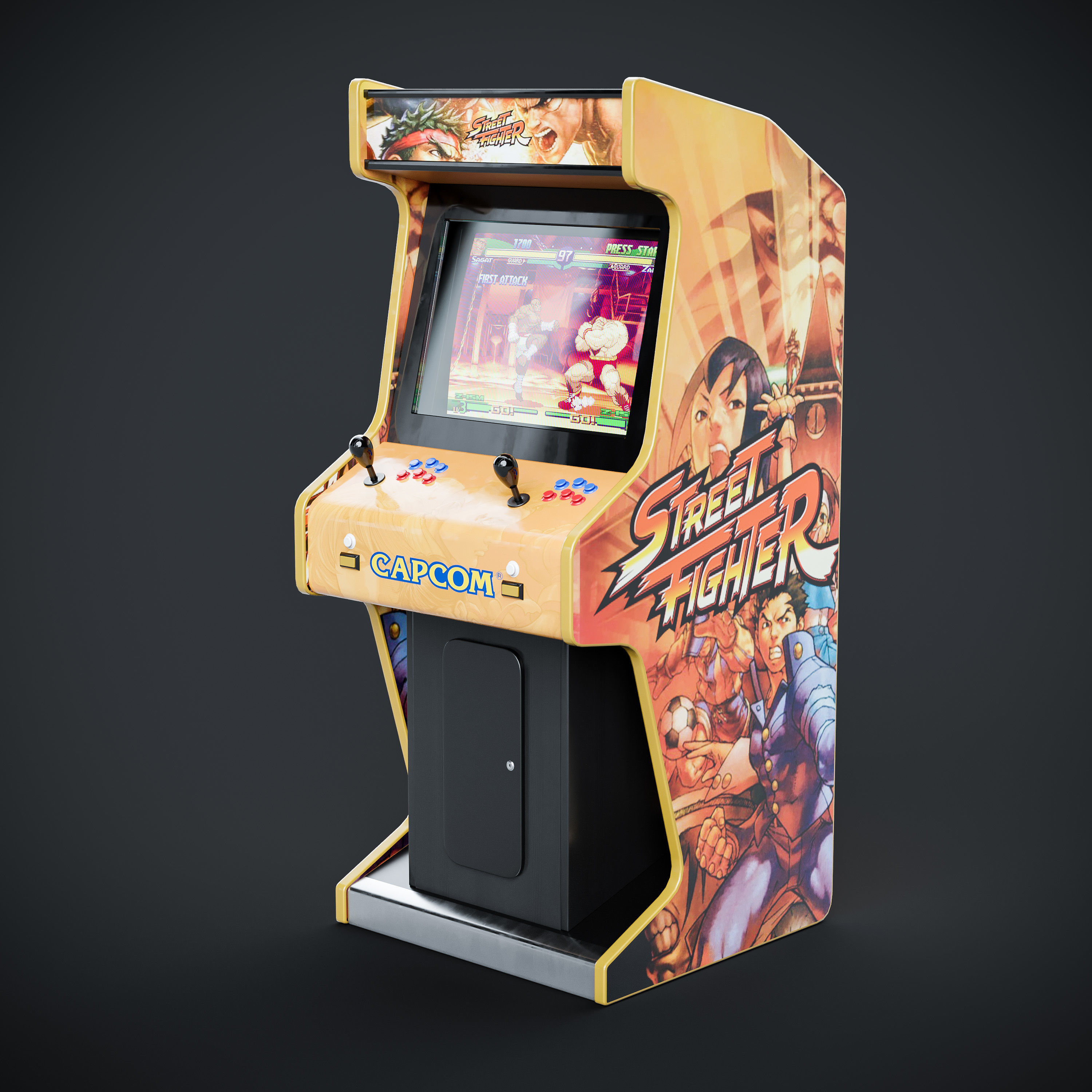 Arcade Game Machine Cabinet 3D model_4