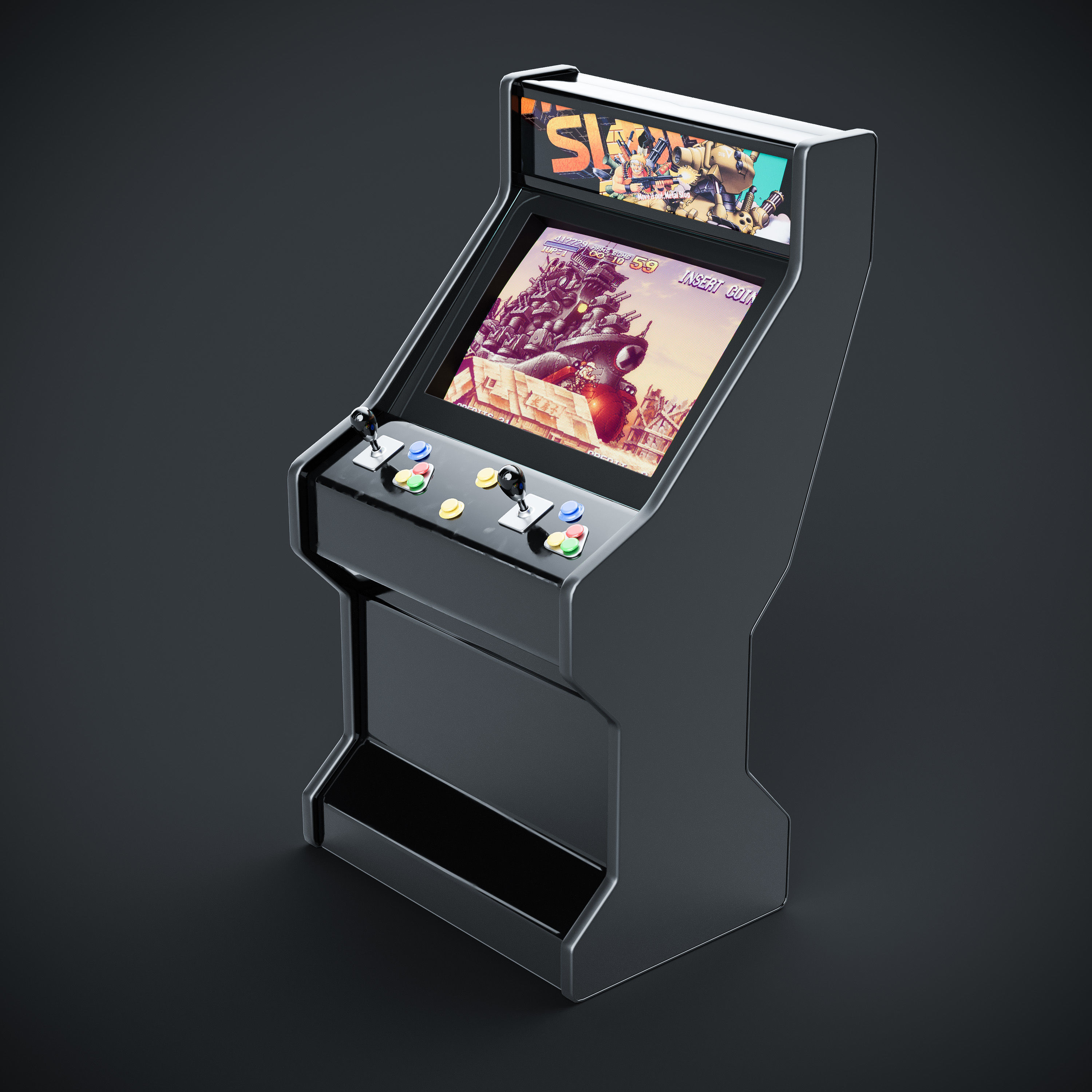 Arcade Game Machine Cabinet 3D model_9