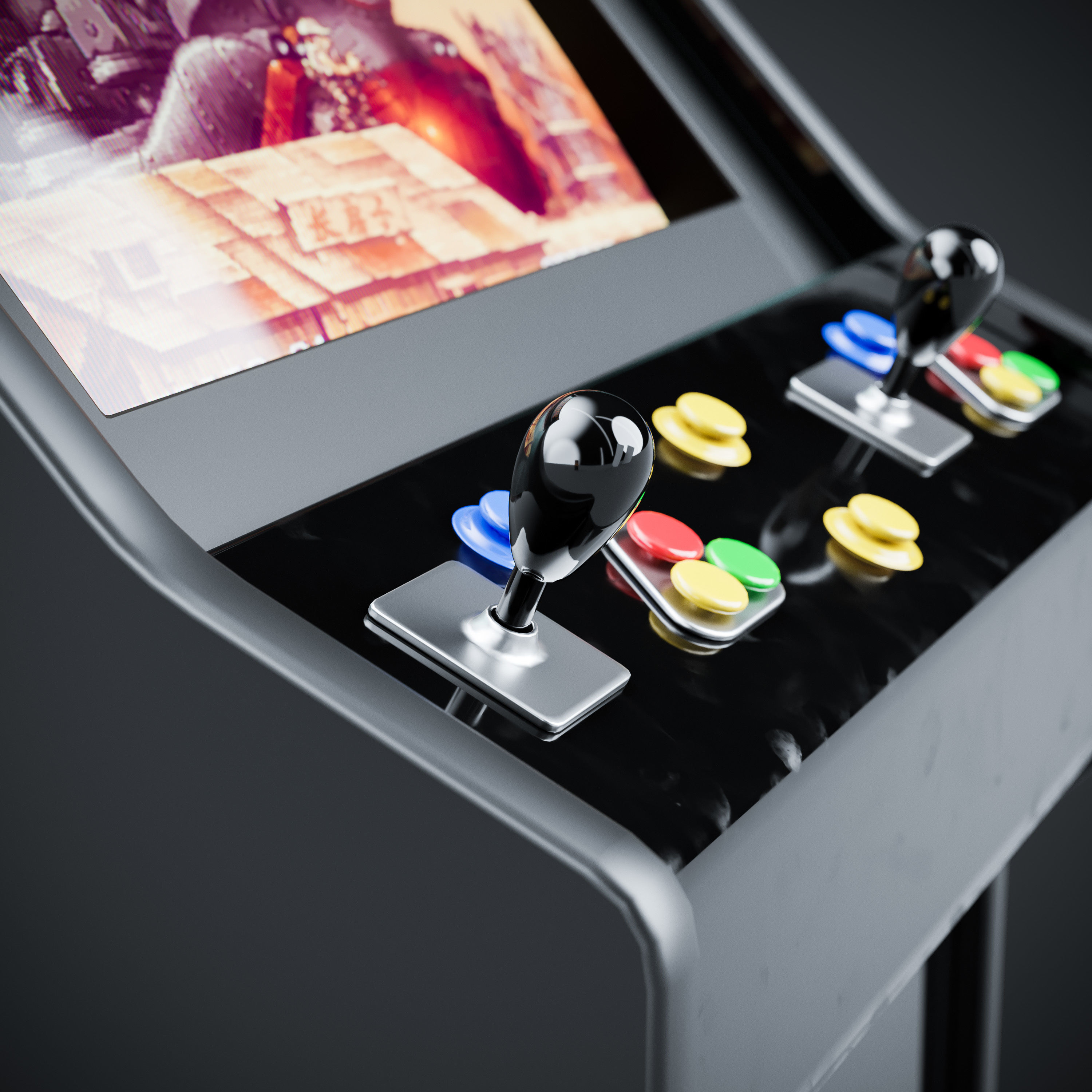 Arcade Game Machine Cabinet 3D model_12