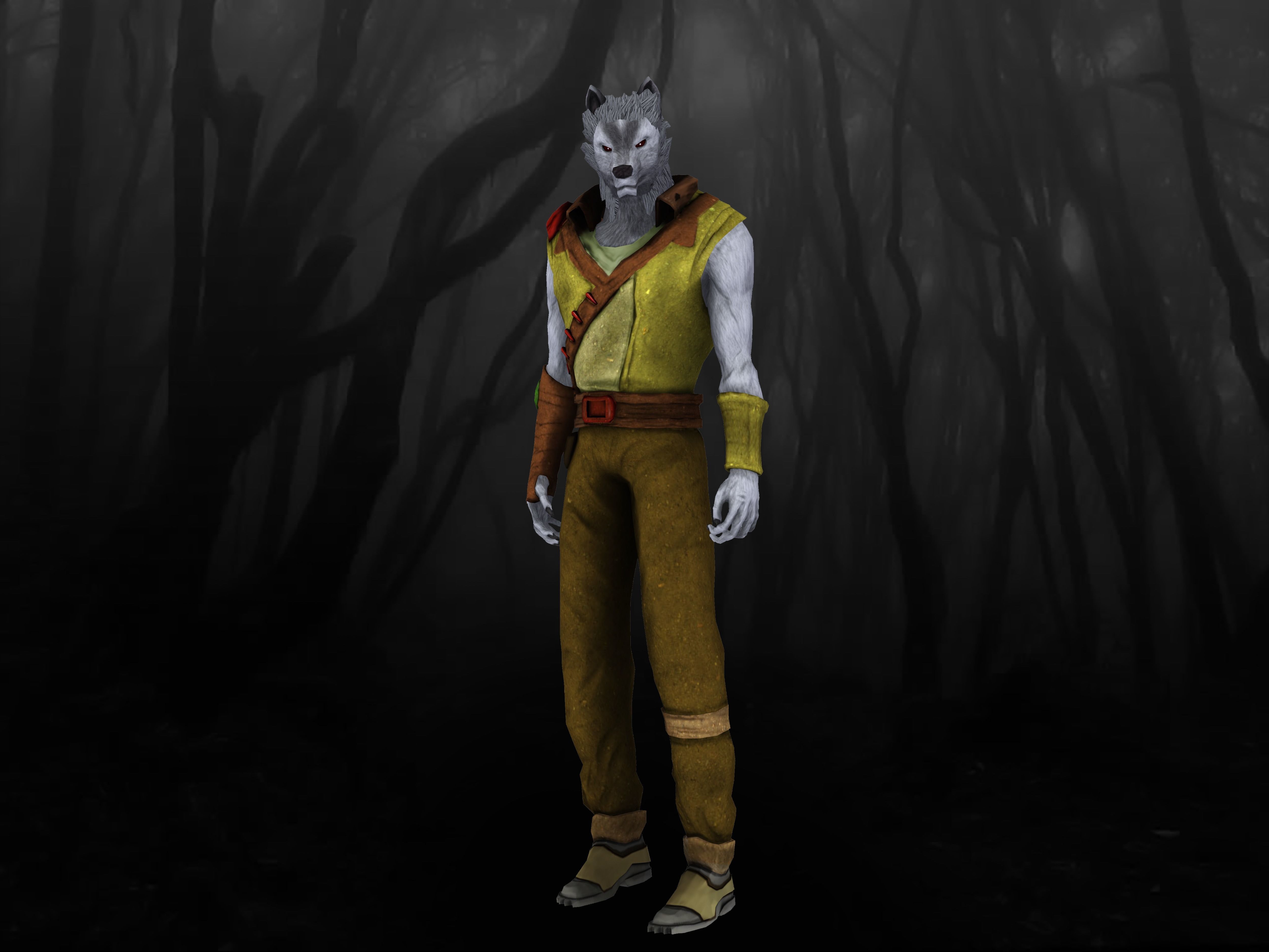 Humansize Rigged Wolf Character Low-poly 3D model_2