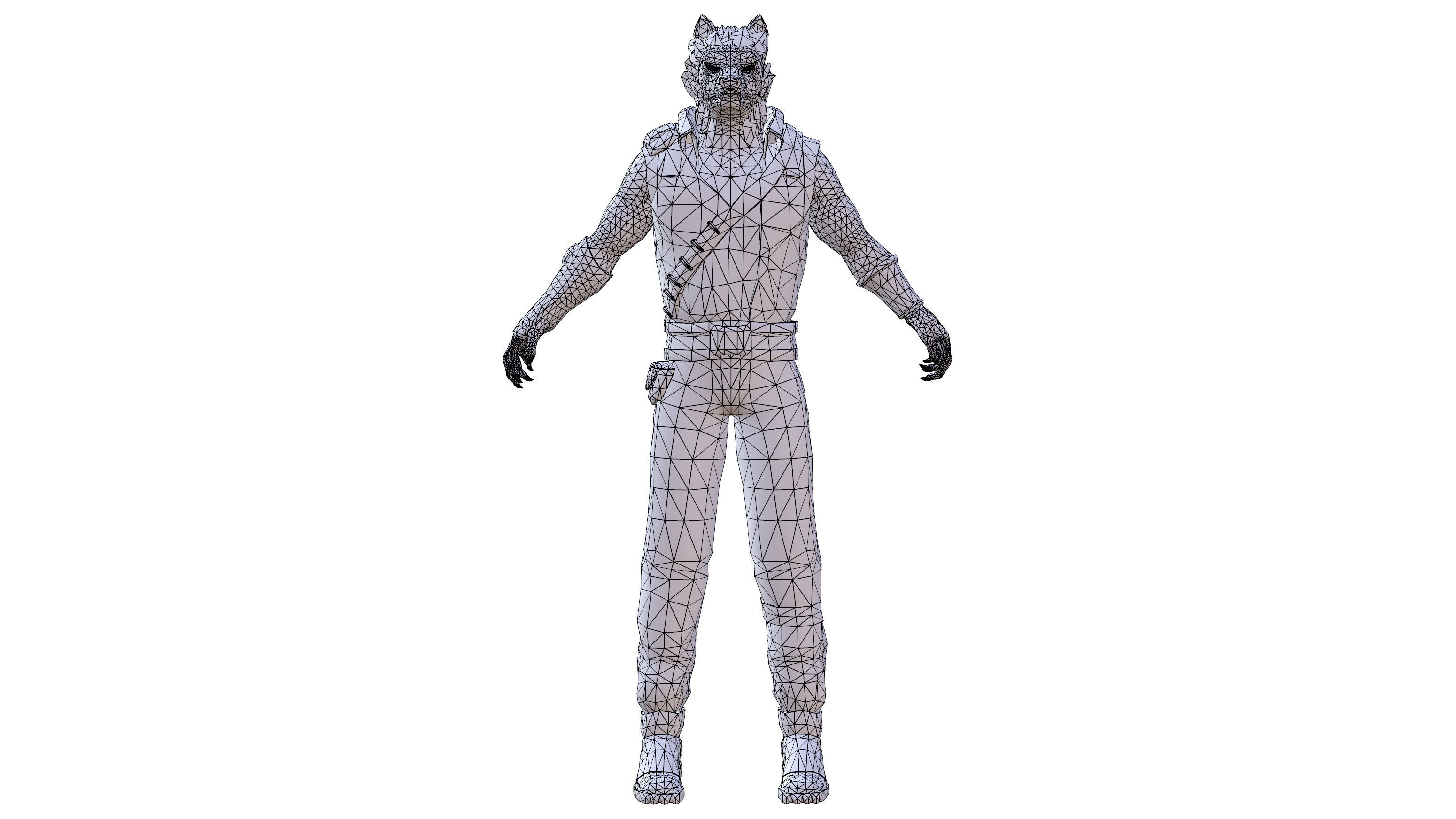 Humansize Rigged Wolf Character Low-poly 3D model_5
